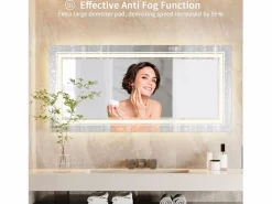 Fativo Espejo de baño LED 120x80cm espejo de pared rectangular luz antivaho 120x80cm