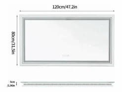 Fativo Espejo de baño LED 120x80cm espejo de pared rectangular luz antivaho 120x80cm