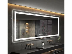 Hot Fativo Espejo de baño LED 160x80cm espejo de pared rectangular con iluminación antivaho 160x80cm Plateado