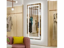 Hot Fativo Espejo de baño LED 160x80cm espejo de pared rectangular con iluminación antivaho 160x80cm Plateado