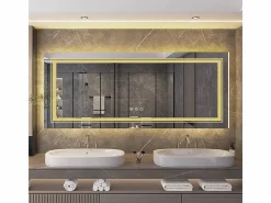 Fativo Espejo de baño LED 100x60cm espejo de pared antivaho rectangular 100x60cm