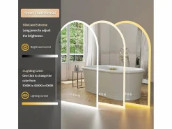 Outlet Espejo de baño LED 60x90cm espejo con bluetooth tricolor antivaho 90x60cm Accesorios De Cuarto De Baño|Espejo De Cuarto De Baño
