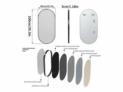 Outlet Espejo de baño ovalado moderno espejo de pared vertical u horizontal 100x50cm Accesorios De Cuarto De Baño|Espejo De Cuarto De Baño