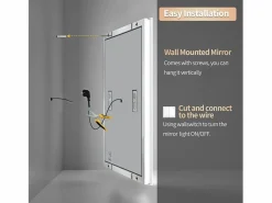 Fativo Espejo de baño rectangular iluminado con LED regulable y 4 botones táctiles - antivaho - 90x70cm