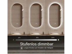 Discount Hauss Spole Espejo de baño táctil LED con función antivaho, 60x120 cm, cristal Plateado