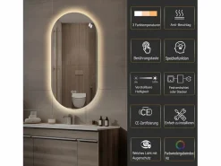 Discount Hauss Spole Espejo de baño táctil LED con función antivaho, 60x120 cm, cristal Plateado