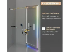 Discount Espejo de baño 90x70cm RGB y LED regulable + antivaho + Bluetooth 5.2 + Reloj + 3 colores 4 botones Accesorios De Cuarto De Baño|Espejo De Cuarto De Baño