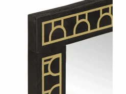 New Espejo de baño 50x70x2,5 cm madera maciza de mango y cristal Negro