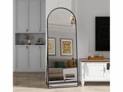 Espejo de cuerpo entero 162 x 53 cm, espejo de pie, espejo de pared grande, espejo de tocador de pie para dormitorio, salón, Negro