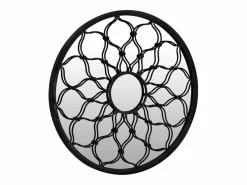 New Espejo de jardín 40x3 cm hierro redondo uso exterior Negro