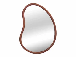 Sweeek Espejo de madera de abeto decorativo de pared, 65cm nogal