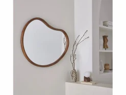 New Sweeek Espejo de madera de abeto decorativo de pared, 95cm nogal Color natural oscuro