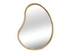 Sweeek Espejo de madera de abeto decorativo de pared, 65cm natural