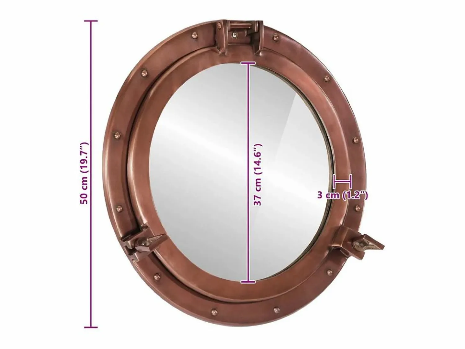 Espejo de pared con forma de ojo de buey Ø50 cm aluminio y cristal