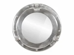 New Espejo de pared con forma de ojo de buey Ø38 cm aluminio y cristal Plateado