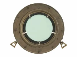 Clearance Espejo de pared con forma de ojo de buey Ø30 cm aluminio y cristal Accesorios De Cuarto De Baño|Espejo De Cuarto De Baño