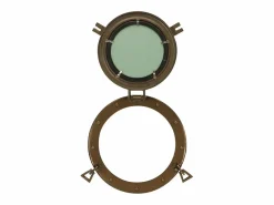Clearance Espejo de pared con forma de ojo de buey Ø30 cm aluminio y cristal Accesorios De Cuarto De Baño|Espejo De Cuarto De Baño