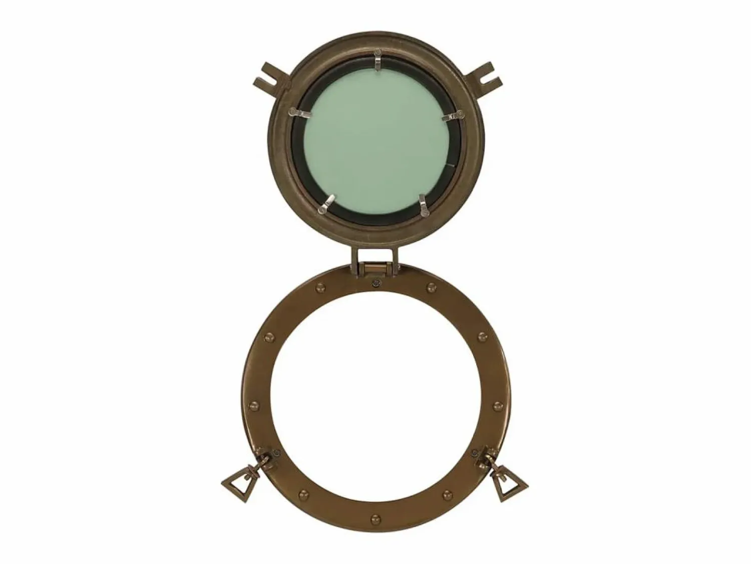 Clearance Espejo de pared con forma de ojo de buey Ø30 cm aluminio y cristal Accesorios De Cuarto De Baño|Espejo De Cuarto De Baño