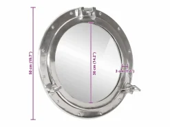 Espejo de pared con forma de ojo de buey Ø50 cm aluminio y cristal