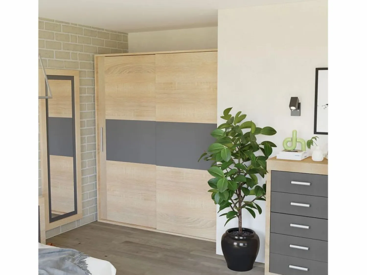 Outlet Espejo de pared Kira Cambria - Grafito Espejo De Pared