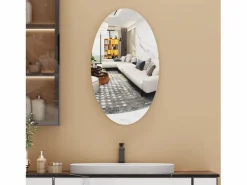 Espejo de pared ovalado sin marco, diseño moderno, para baño o dormitorio, 64 x 37 cm