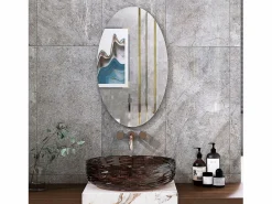 Espejo de pared ovalado sin marco, diseño moderno, para baño o dormitorio, 64 x 37 cm