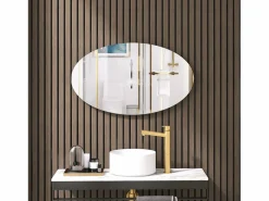 Espejo de pared ovalado sin marco, diseño moderno, para baño o dormitorio, 64 x 37 cm