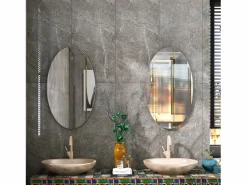 Espejo de pared ovalado sin marco, diseño moderno, para baño o dormitorio, 64 x 37 cm