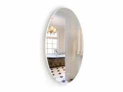 Espejo de pared ovalado sin marco, diseño moderno, para baño o dormitorio, 64 x 37 cm