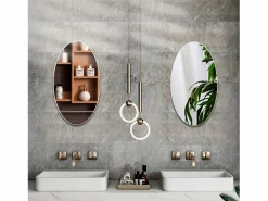 Espejo de pared ovalado sin marco, diseño moderno, para baño o dormitorio, 64 x 37 cm