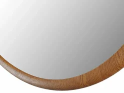 Clearance OZAIA Espejo de pared redondo con estructura orgánica de madera - D. 60 cm - Natural - FUJIAN Color natural claro