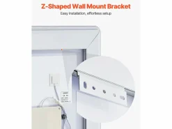 Hot Espejo de Pared SucceBuy, 50 x 70 cm, Espejo de Baño LED, Montaje en Pared, Antiniebla, 3 Colores de Temperatura Ajustables Blanco