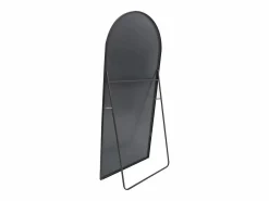 Espejo de pie, marco de aluminio con soporte, alto 162 cm, ancho 53 cm, Negro