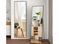 Clearance Espejo de pie rectangular 164×54 cm con marco – Diseño minimalista y moderno Negro