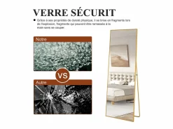 Espejo de pie rectangular 164×54 cm con marco – Diseño minimalista y moderno