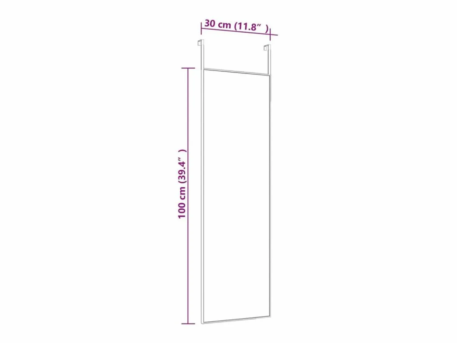 Discount Espejo de puerta 30x100 cm Cristal y aluminio Dorado