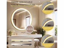 Clearance Fativo Espejo decorativo redondo grande espejos de pared espejos de pared diseño dormitorio 80cm Dorado