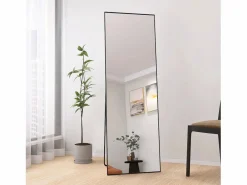 Online Espejo irrompible de cuerpo entero, 165x60cm, espejo de pie para colgar o apoyar en la pared, espejo de suelo con soporte, color Espejo