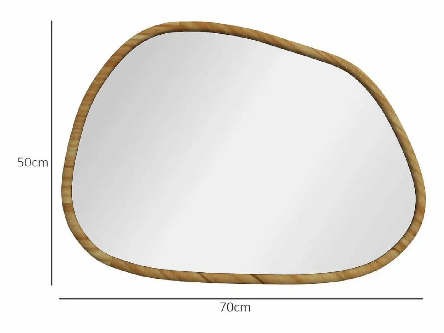 Discount Espejo Kendra forma irregular marco madera natural 50x70x2,1 cm Espejo De Pared|Espejo