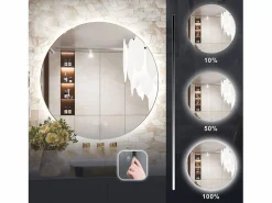 Best Espejo LED 80cm HZJ080 Cromado con Luz Ajustable y Función de Calefacción Espejo De Pared|Espejo
