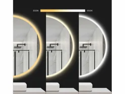 Online Espejo LED redondo de 50cm con iluminación y función calefactora Espejo De Pared|Espejo
