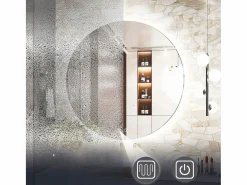 Online Espejo LED redondo de 50cm con iluminación y función calefactora Espejo De Pared|Espejo