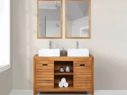 New Vente-unique Espejo rectangular con borde de madera de acacia - 90 x 60 cm - SEPANG Color natural oscuro