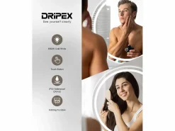 DripeX Espejo redondo con iluminación, espejo de baño LED con interruptor táctil, anti-fog, 60 x 60 cm