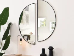 Hot OZAIA Espejo semicircular design de metal - Ancho 50 x Alt. 100 cm - - GAVRA Negro
