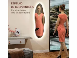 Homcom Espejo Tempo con luz LED transparente 120x40x3 cm Color natural claro