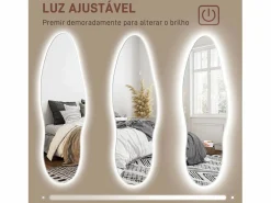 Homcom Espejo Tempo con luz LED transparente 120x40x3 cm Color natural claro