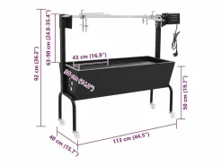 vidaxl Espetón de asado/barbacoa eléctrica de acero inoxidable
