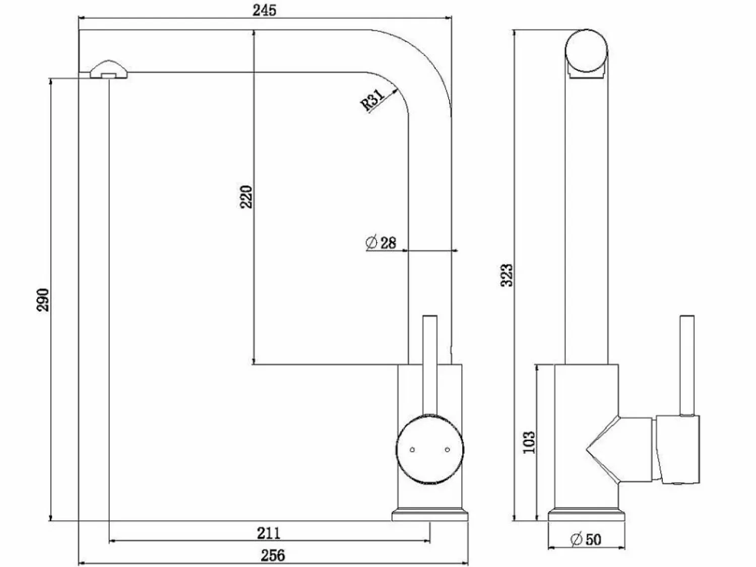 Essebagno Esseloki Mezclador para fregadero de acero inoxidable con caño azul