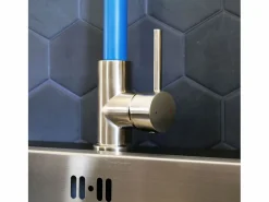 Essebagno Esseloki Mezclador para fregadero de acero inoxidable con caño azul